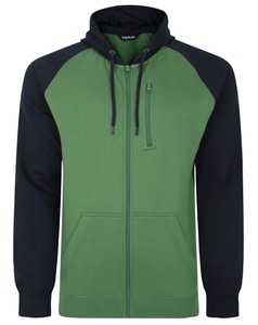 Bigdude Contrast Raglan Full Zip Hoody Deep Green/Navy